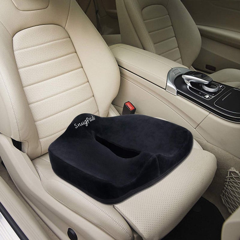 SnugPad Orthopedic Memory Foam Seat Cushion for Office Chair Sciatica Tailbone Back Pain Relief Sitting Pillows - Truck Driver Cars Front Seats Pillow Wheelchair Kitchen Chairswith with No-Slip Bottom - Image 4